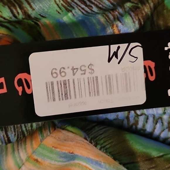 LA MODA BEACH Fairycore Peacock Assymetric Handkerchief Sharkbite Blouse Medium - Picture 8 of 9